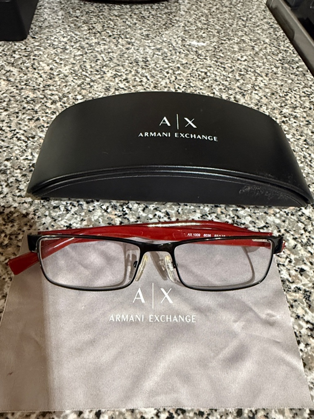 Armani Exchange Black Front with Red Temples Eyeglasses